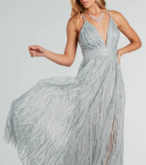 Azel Formal Glitter Tulle A-Line Long Dress