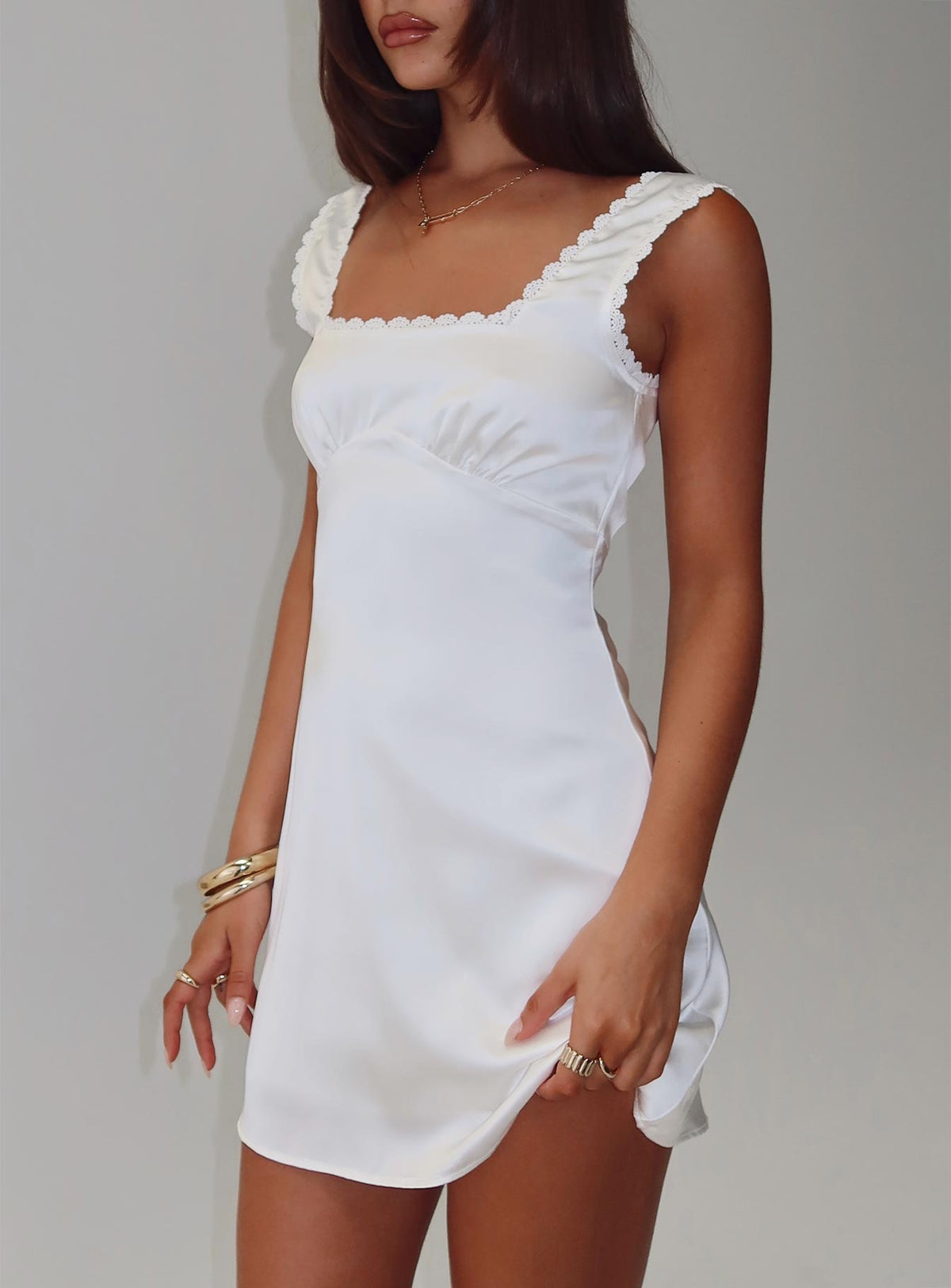 Dasha Satin Mini Dress White