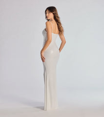 Darana Metallic High-Slit Mermaid Dress