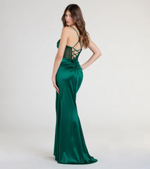 Gabbie Lace-Up Rhinestone Corset Satin Formal Dress